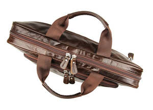 Handmade Top Grain Leather <b>Briefcase</b> Vintage Style Mens Laptop Bag Premium Multi Pocket Business Work Bag with Shoulder Strap - Product Image 2