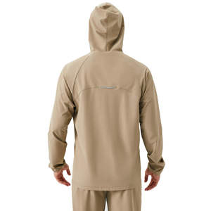 Chaqueta con capucha y cremallera para hombre, informal, térmica, cortavientos deportivo para gimnasio y senderismo, de color liso, estilo oversize, teñido liso, para otoño - Product Image 2