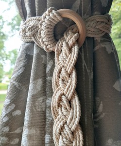 Custom Color, Set of Two, Braided Macrame <b>Curtain</b> Ties - Product Image 3