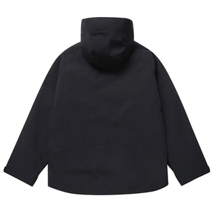 <b>Men's</b> Hooded Puffer <b>Jacket</b> Waterproof Polyester Fleece Lining Zipper Closure Casual Winter Coat Solid Black Front Logo Design - Product Image 2