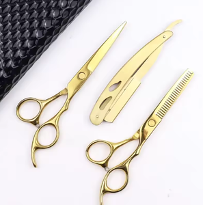 Tijeras de Corte de Pelo Profesionales de Acero Inoxidable de Alta Calidad, Color Negro Dorado, para Barbería, de Ariston International - Product Image 4