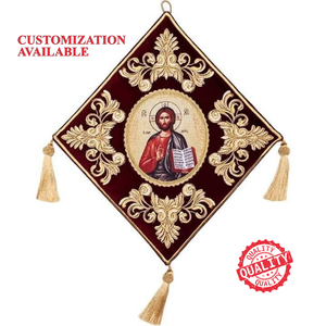 Vêtement liturgique orthodoxe brodé avec des diamants, des glands en fil d'or, logo personnalisé, couleur personnalisée - Product Image 1