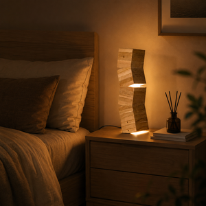 Lámpara de Mesa Moderna Hecha a Mano de Madera de Roble, Diseño Geométrico de Cubo, Lámpara Decorativa de Lectura para Mesa de Noche, Iluminación para el Hogar, Indonesia - Product Image 3