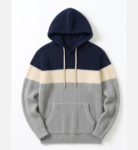 Sudadera con capucha de punto grueso y cálido para hombre, de algodón polar de alto gramaje, con hombros caídos, corte regular, impermeable, para invierno, al por mayor - Product Image 3