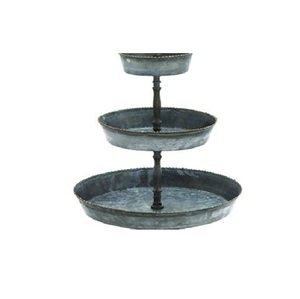 Soporte de metal sólido galvanizado de 3 niveles para pasteles, bandeja redonda estilo rústico para exhibir cupcakes, para el hogar, la cocina, bodas, eventos y fiestas. - Product Image 3