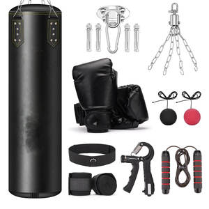 Kit de sac de frappe de boxe le plus vendu – Matériaux en nylon et cuir, robuste, hauteur réglable – Équipement d'entraînement durable – Offre spéciale - Product Image 1