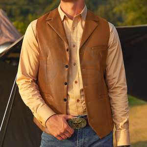 Gilets Western polyvalents au style classique, design léger et poches avant pratiques, en cuir. - Product Image 5