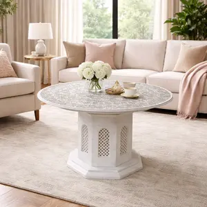 Mesa de centro de mármol premium con elegante diseño y superficie de tocador - Product Image 2