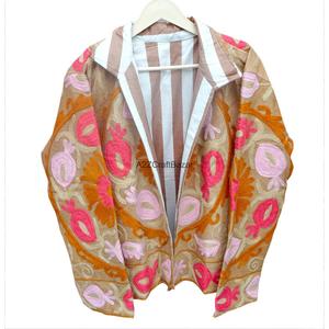 Hand Embroidered Embossed Eco-Friendly Quick Dry Breathable <b>Corduroy</b> <b>Jacket</b> Cotton Lining for Women Boho Hippie Style - Product Image 1