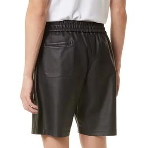 Shorts cargo noirs pour hommes, taille élastique, respirants, en polyester, longueur bermuda, style décontracté avec poches - Product Image 3