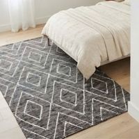 Tapis de salon rectangulaire à motif géométrique moderne, tissage plat, gris et blanc, avec dos antidérapant en caoutchouc, best-seller