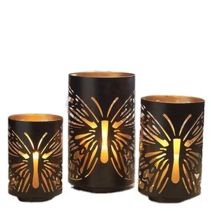 Ensemble de bougeoirs en métal brun rustique de luxe |   Motif en treillis Jaali pour la décoration de la maison, de l'hôtel et du restaurant - Product Image 3