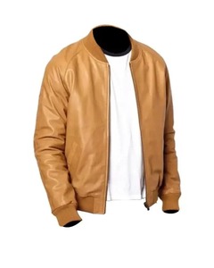 เสื้อแจ็คเก็ตบอมเบอร์สีน้ำตาลสำหรับผู้ชาย - Product Image 1