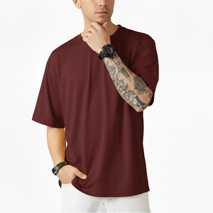 T-shirts à épaules tombantes surdimensionnés personnalisés en coton 285 g/m² pour hommes – Fabricant de t-shirts tricotés - Product Image 2