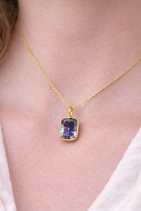 Colgante Religioso Unisex para Mujer, con Piedra Preciosa de Topacio Místico Natural, Piedra de Nacimiento de Noviembre, Joyería Hecha a Mano en Plata de Ley 925 - Product Image 2