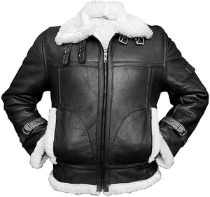 Veste de motard en cuir vintage de haute qualité pour homme avec doublure en fourrure, manteau chaud d'hiver tendance - Product Image 1