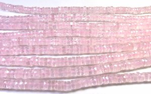 Natural <b>Pink</b> Rose Quartz Beads 16"Inch Heishi Shape Faceted Center <b>Drilled</b> Beads 6mm Top Grade Rose Quartz Gemstones For Jewelry - Product Image 3