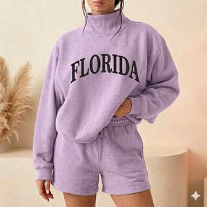 เสื้อคอเต่าพร้อมกางเกงขาสั้น ชุดเซ็ตสำหรับผู้หญิง อุ่นสบาย กระชับพอดีตัว ใส่สบายทุกวัน เสื้อผ้าคุณภาพดี - Product Image 1