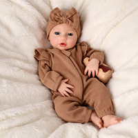 Poupées reborn en silicone intégral Babeside de 16 pouces, Ethan, petite fille, corps en silicone platine, yeux ouverts