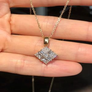 Elegant Lab Grown Diamond Cluster Pendant Necklace Gold Princess Cut IGI Certified Women Dainty Minimalist Jewelry - Product Image 1