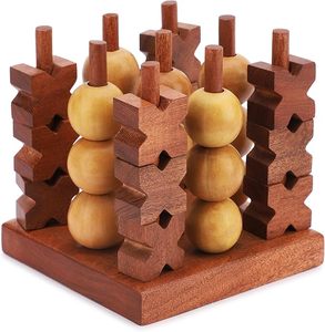 Jeu de puzzle en bois artisanal, casse-tête éducatif, jeu de puzzle d'intelligence avec billes en bois - Product Image 1