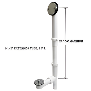 PSP0014 Évacuation et trop-plein de baignoire en zinc/plastique ABS 1-1/2 pouces, visser et fermer 1-5/8 pouces - Product Image 2
