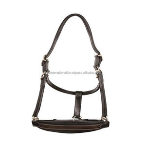 Licou de cheval en cuir de vache souple et robuste avec rembourrage en cuir de vache double couche entièrement réglable avec couronne à double boucle en métal solide - Product Image 1