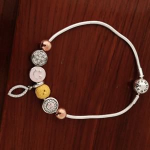 Pulsera de Plata de Ley 925 con Cuentas Multicolores y Piedras de Circonia Cúbica, Bañada en Oro Rosa, Diseño de Cadena de Serpiente para Mujer - Product Image 1