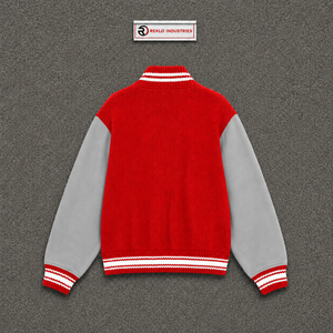 Chaqueta Varsity Premium de Lana Roja con Mangas Grises para Hombre, Chaqueta de Béisbol Personalizada con Cierre de Cremallera Completo - Product Image 6
