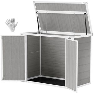 Casetta portaoggetti da esterno con telaio in metallo 4.7 x 2.5FT, facile da montare, grigia, con coperchio a catena e serratura, per uso domestico - Product Image 1