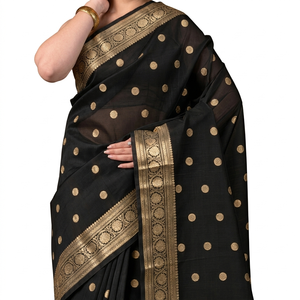 Sarees de Seda Brocada Banarasi, Traje Tradicional Indio Étnico para Bodas y Fiestas, Saree de Diseñador con Pallu de Zari Rico - Product Image 1