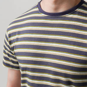 Camisetas Unisex de Estilo Vintage a Rayas, Tela de Algodón Suave, Cuello Redondo, Ropa de Calle, Uso Diario, Top de Verano, Etiqueta Privada Personalizada - Product Image 3