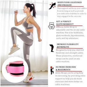 Gym <b>Ankle</b> Straps for Cable Kickbacks Glute Training Fitness Equipment with Strong Velcro Closure and Steel D Ring <b>Support</b> - Product Image 2