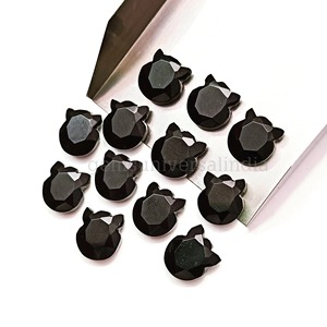 Pierre précieuse en onyx noir naturel, sculptée à la main en forme de visage de chat, 12 mm, facettée, pour la fabrication de bijoux, vente en gros, fournitures en vrac - Product Image 5