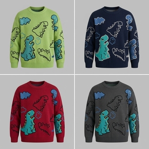 Pull-over personnalisé pour homme, anti-plis, tricoté à la machine, col rond, décontracté, motif décoratif sur le devant, manches longues, hiver, vente en gros - Product Image 6