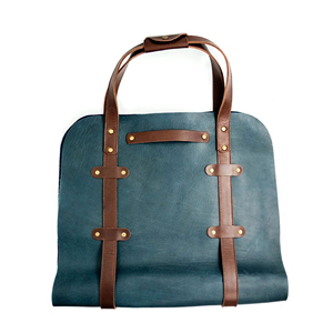 Porta Leños Moderno de Cuero Genuino, Bolsa de Gran Capacidad para Chimenea Interior, Porta Leños de Cuero Reciclable - Product Image 5