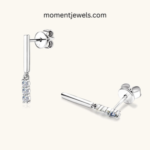Modern Style 925 Sterling <b>Silver</b> Moissanite Ear <b>Studs</b> for Women Sweet Shiny Moissanite <b>Stud</b> Earrings Solid Color Inlay Summer - Product Image 2