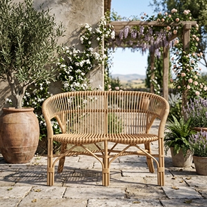 Sofá de Ratán Monaco Mandola, Muebles de Exterior, Núcleo de Ratán Premium, Tejido a Mano, Bancos de Dos Plazas, Estilo Resort, Salón de Patio - Product Image 3