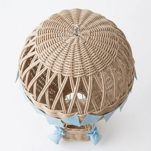 Eco-Friendly Striped Rattan Balloon Hanging Lamp Handmade Wicker <b>Light</b> Shade for Kids Room <b>Nursery</b> Ceiling Decor Styling - Product Image 3
