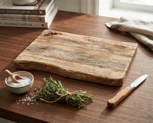 Planche à charcuterie en bois rustique naturel avec bord brut pour servir fromages et apéritifs - Product Image 3
