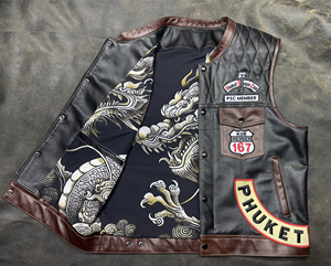 เสื้อกั๊กไบค์เกอร์สองสีแบบสั่งทำ - Product Image 2