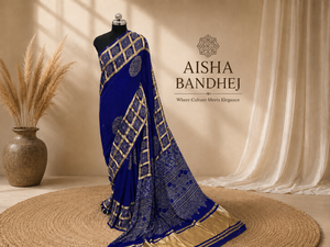Premium Gajji Silk Ajrakh Print Saree Traditional Handcrafted Ethnic Designer Party Wear Saree with Running <b>Blouse</b> - Product Image 1