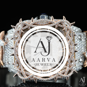Montre mécanique de luxe AARVA JEWELS, boîtier carré en acier inoxydable de 42 mm, cadran en acrylique, pierres précieuses, design unisexe, réserve de marche - Product Image 4