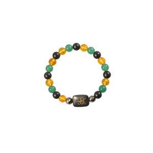 Pulsera de Cuentas de Ágata SOL SoulWise, Verde, Amarillo, Negro, Clásica, Unisex, Joyería de Regalo de Maharashtra, Chapada en Oro - Product Image 1