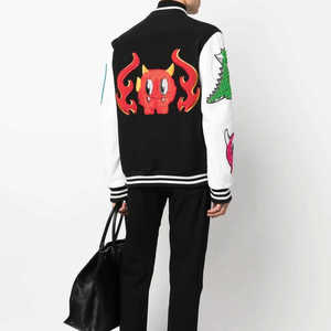 Custom OEM Private Label <b>Men</b> Satin Chenille <b>Letter</b> Snap Front Rib Collar Cuffs Hem Streetwear Varsity <b>Jacket</b> - Product Image 1