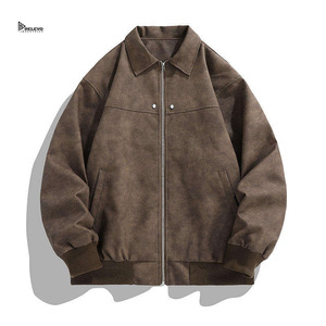 Custom Men’s <b>Suede</b> Leather <b>Jacket</b> Soft Finish Durable Casual Biker Style Winter Coat OEM Manufacturer Wholesale Supply - Product Image 1