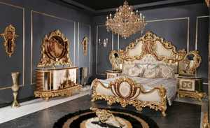 Classic Gold Finish Hand Carved Bedroom Furniture Set Imperial White Gold Wooden Carved Bedroom Furniture Modern Style <b>Queen</b> <b>Bed</b> - Product Image 3