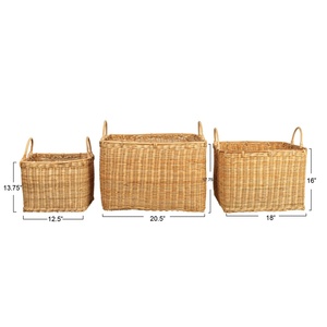Panier en rotin rectangulaire ou rond fait main sur mesure, artisanat rustique tressé pour l'organisation, le rangement et la plantation d'arbres - Product Image 5