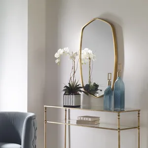 Miroir mural en bois irrégulier, design minimaliste, thème nature, décoration intérieure, miroir d'appoint pour entrée, emballage individuel - Product Image 5