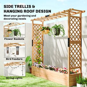 Jardinière en bois avec treillis suspendu et trous de drainage pour plantes grimpantes - pour légumes, herbes et fleurs - Product Image 5